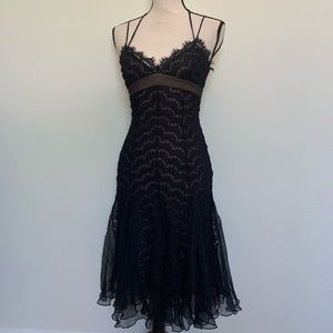 Mid length formal eyelash lace dress